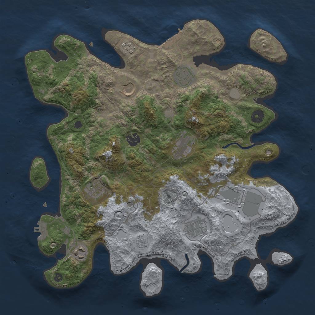 Rust Map: Procedural Map, Size: 3550, Seed: 1725444820, 18 Monuments