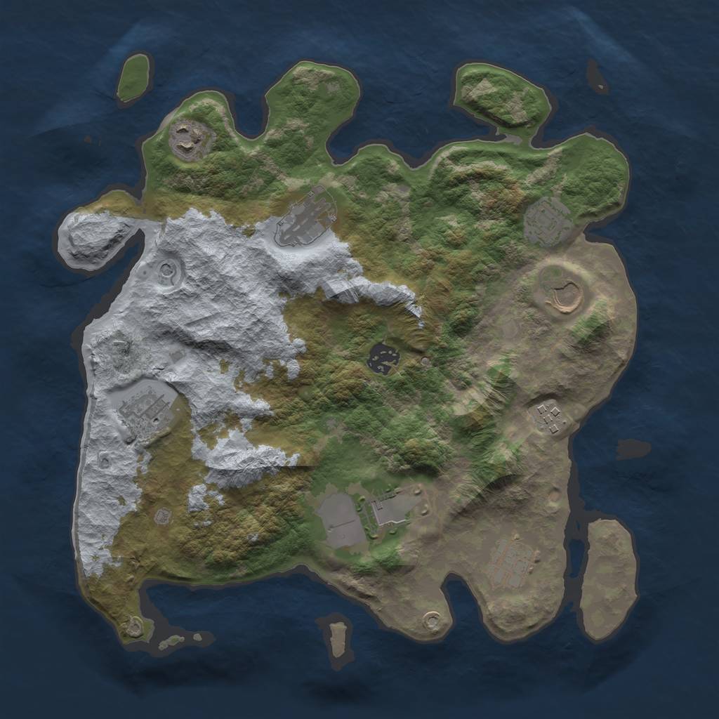 Rust Map: Barren, Size: 3500, Seed: 1865352, 12 Monuments