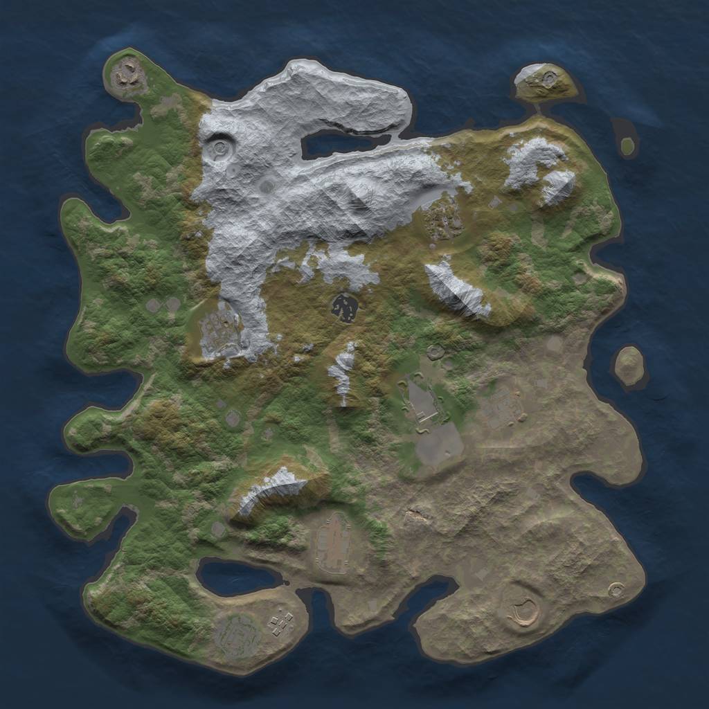 Rust Map: Barren, Size: 4000, Seed: 3101992, 13 Monuments