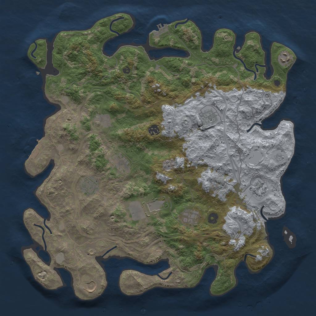 Rust Map: Procedural Map, Size: 4300, Seed: 954911503, 20 Monuments