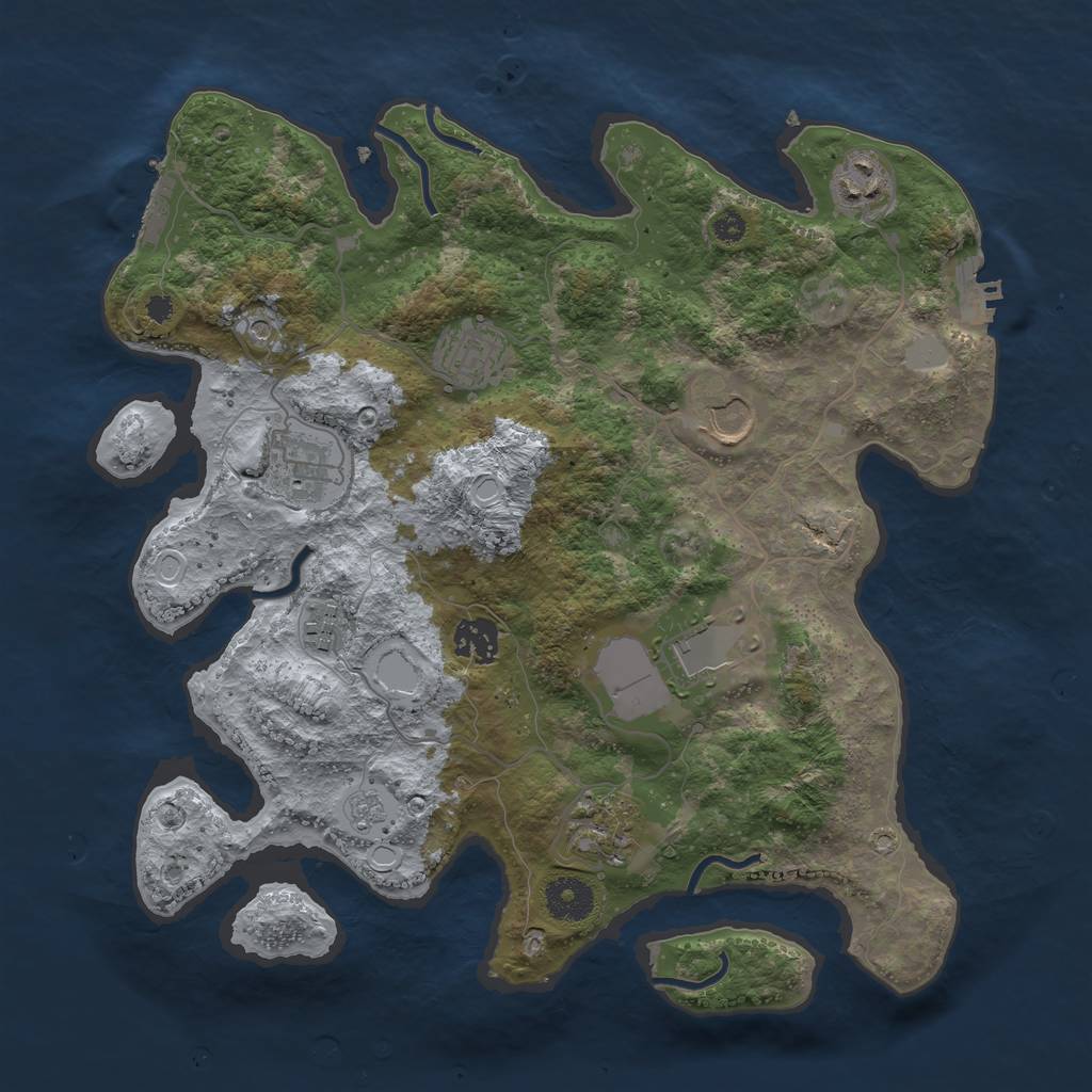 Rust Map: Procedural Map, Size: 3500, Seed: 65354372, 17 Monuments
