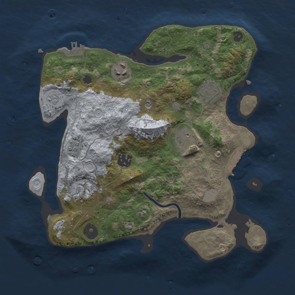 Rust Map: Procedural Map, Size: 3000, Seed: 1847410257, 15 Monuments