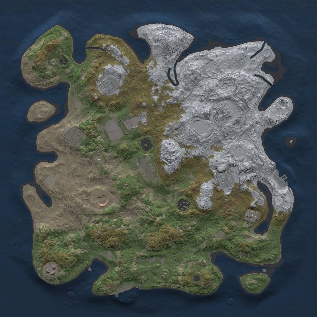 Rust Map: Procedural Map, Size: 4000, Seed: 432223226, 19 Monuments