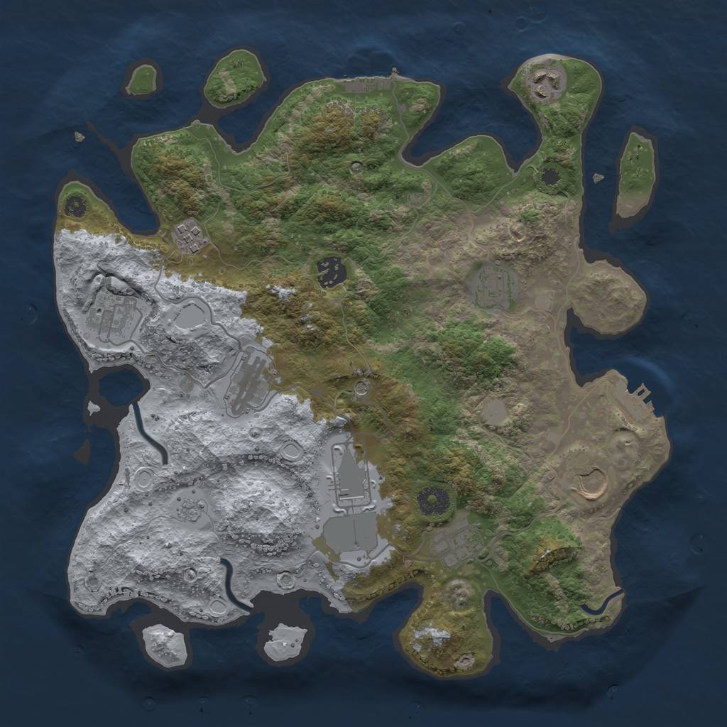 Rust Map: Procedural Map, Size: 3500, Seed: 2014462712, 18 Monuments