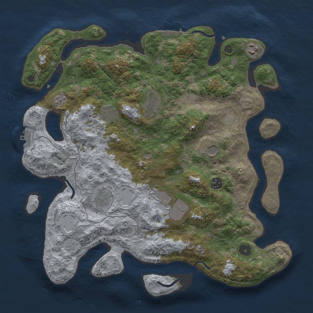 Rust Map: Procedural Map, Size: 4000, Seed: 21536, 17 Monuments