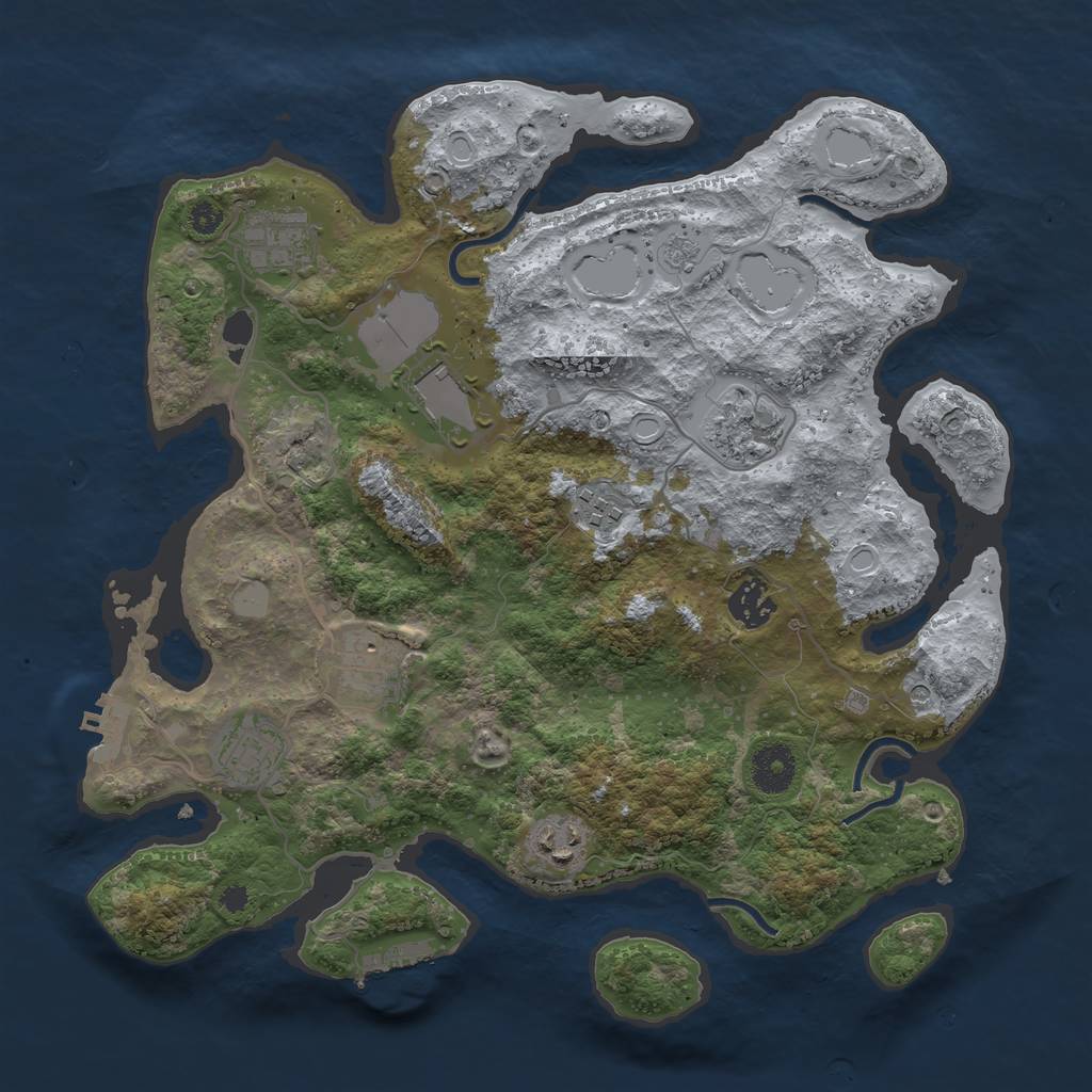 Rust Map: Procedural Map, Size: 3500, Seed: 1865735353, 17 Monuments