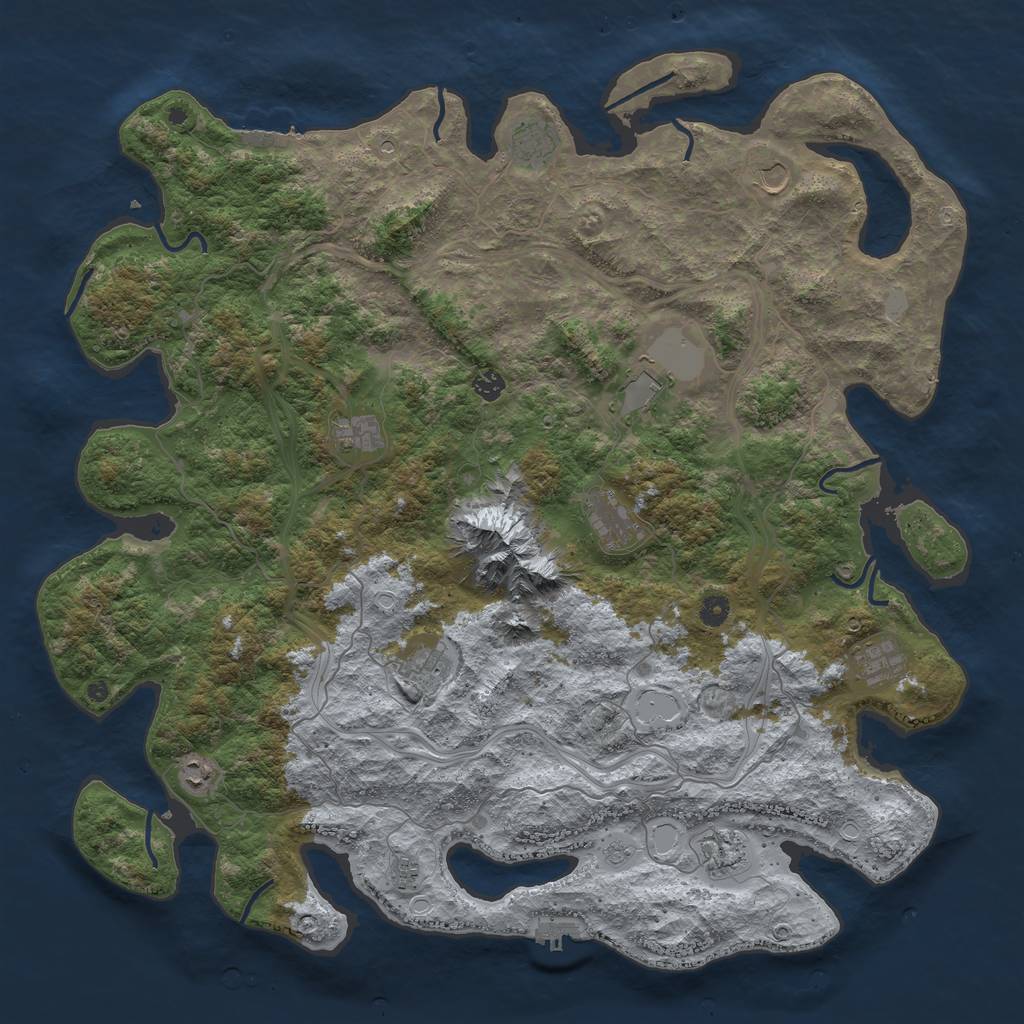 Rust Map: Procedural Map, Size: 5000, Seed: 677222, 20 Monuments