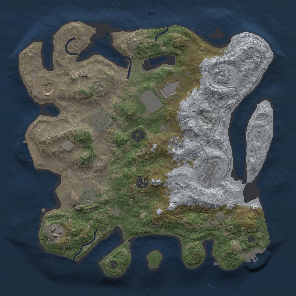 Rust Map: Procedural Map, Size: 3500, Seed: 1580829026, 18 Monuments