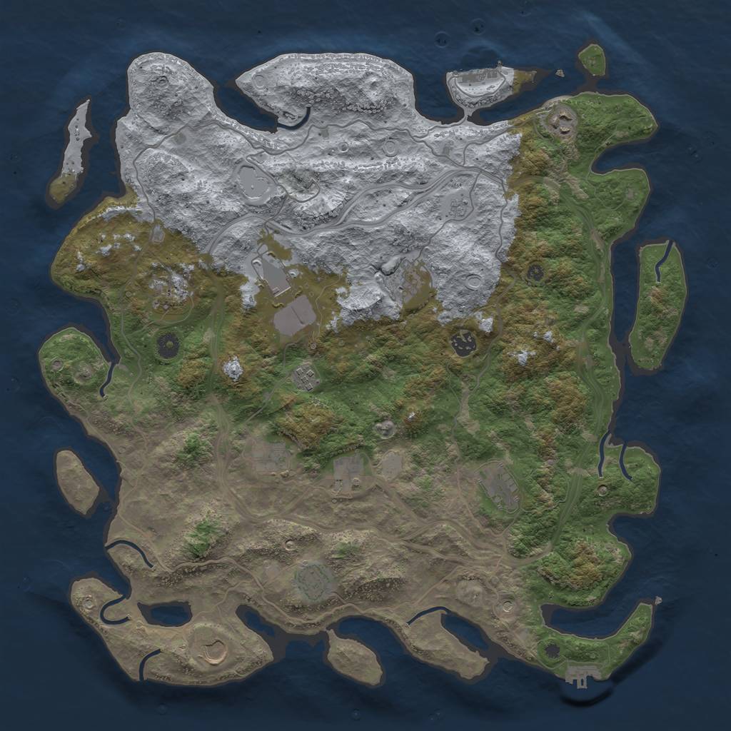 Rust Map: Procedural Map, Size: 4500, Seed: 1300820242, 20 Monuments