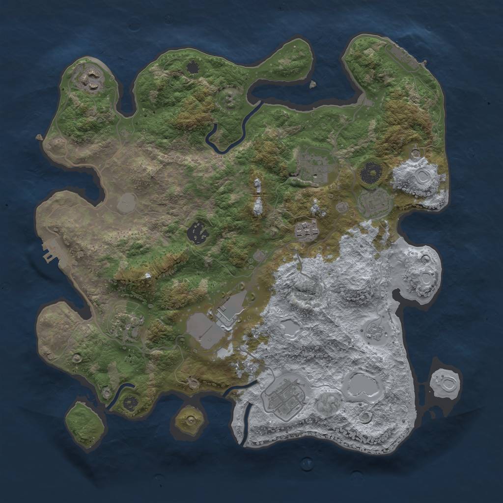 Rust Map: Procedural Map, Size: 3500, Seed: 862754342, 17 Monuments