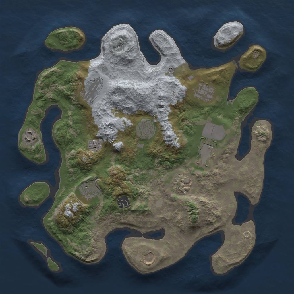 Rust Map: Barren, Size: 3500, Seed: 410689706, 13 Monuments
