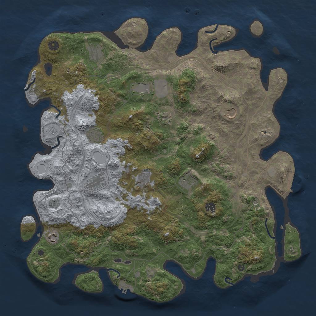 Rust Map: Procedural Map, Size: 4500, Seed: 2106992764, 20 Monuments