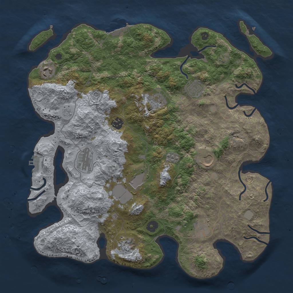 Rust Map: Procedural Map, Size: 3850, Seed: 59897341, 19 Monuments