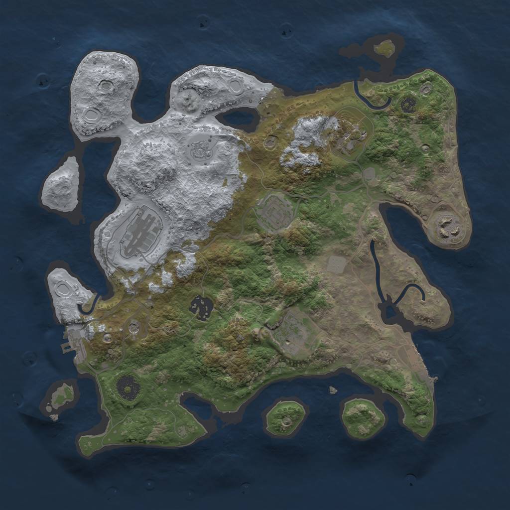 Rust Map: Procedural Map, Size: 3200, Seed: 10372, 15 Monuments