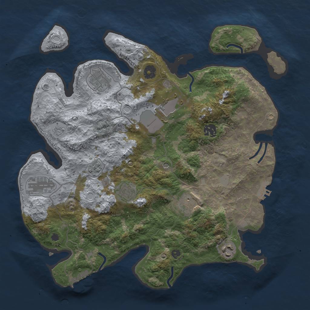 Rust Map: Procedural Map, Size: 3500, Seed: 808562756, 17 Monuments