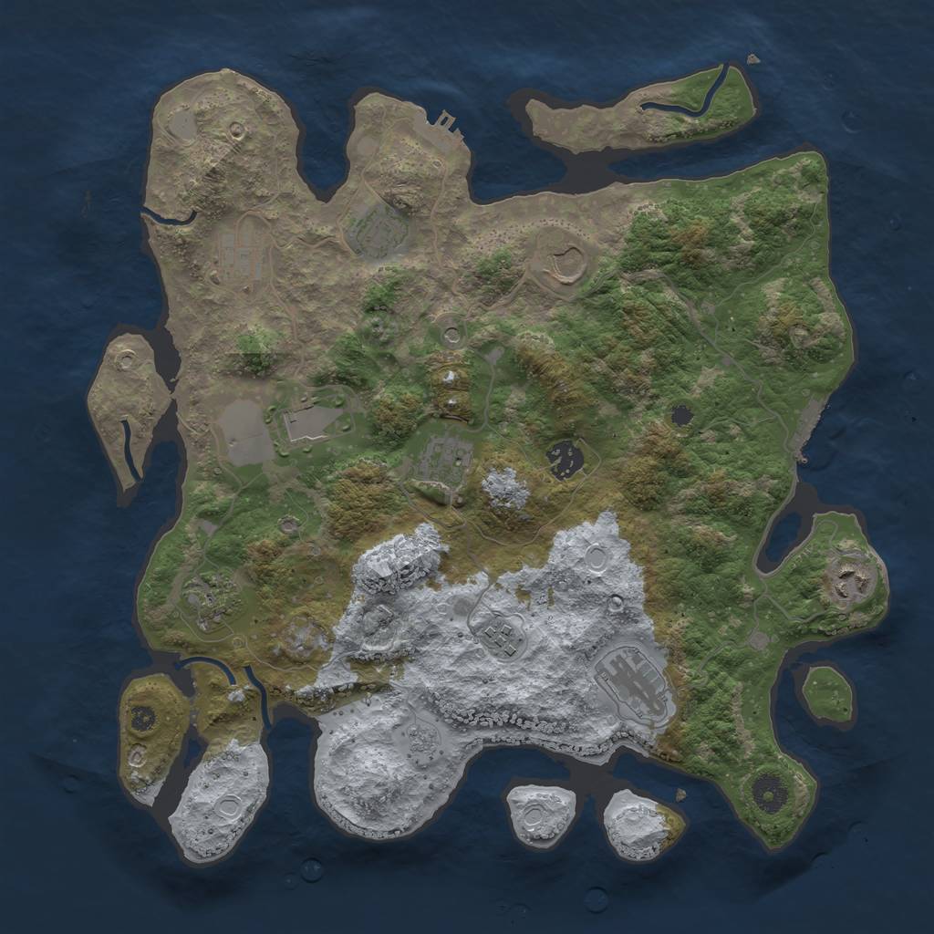 Rust Map: Procedural Map, Size: 3800, Seed: 2030476057, 19 Monuments