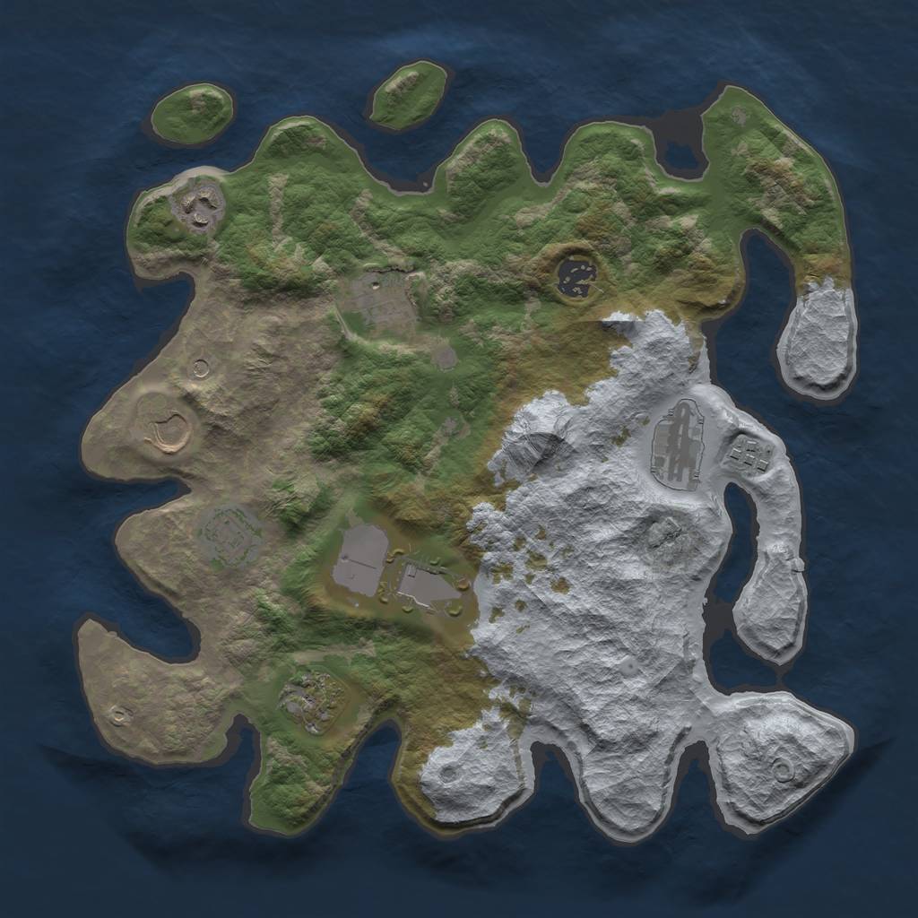 Rust Map: Barren, Size: 3500, Seed: 825, 12 Monuments