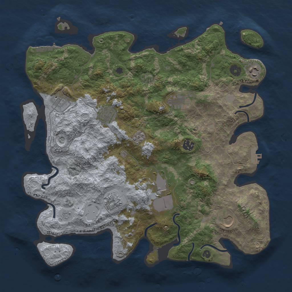 Rust Map: Procedural Map, Size: 3800, Seed: 129798980, 18 Monuments