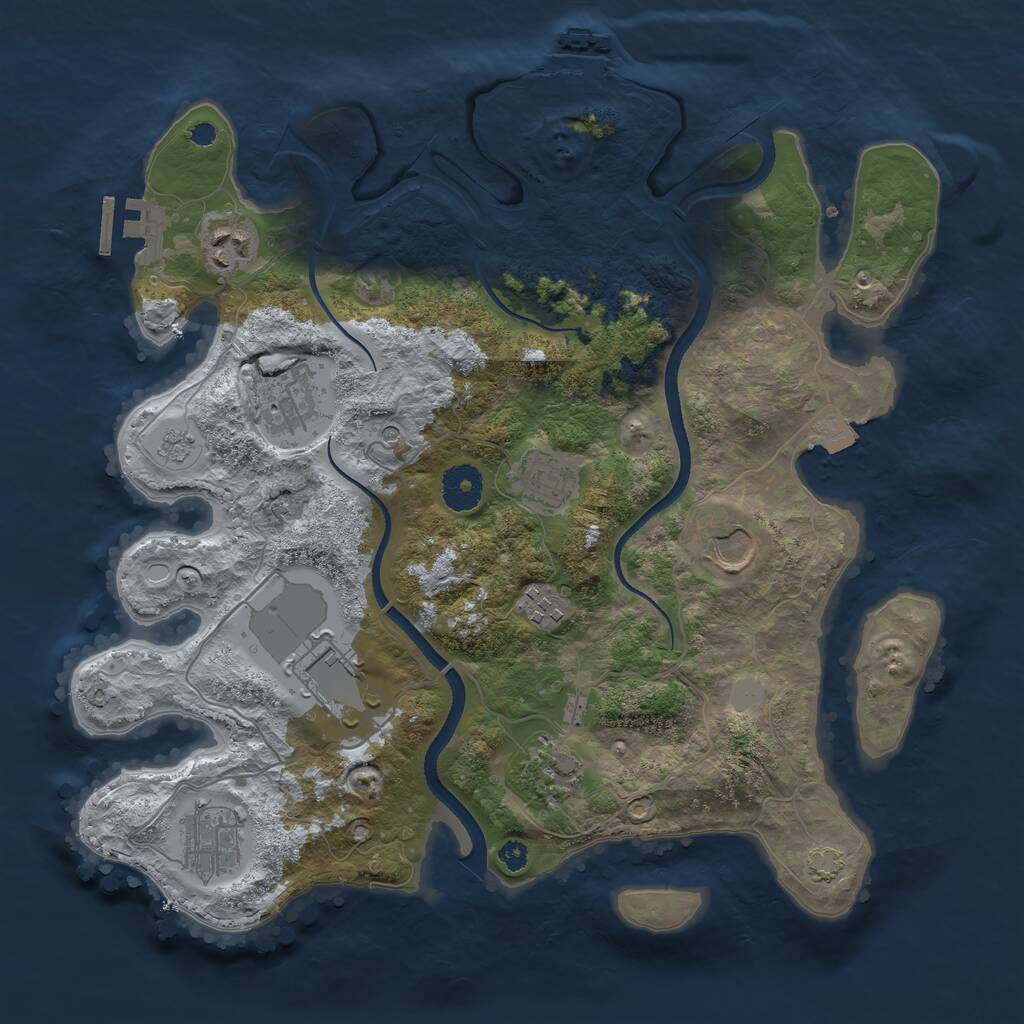 Rust Map: Procedural Map, Size: 3500, Seed: 389358429, 14 Monuments