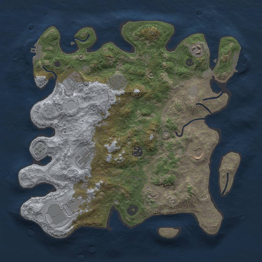 Rust Map: Procedural Map, Size: 3500, Seed: 389358429, 18 Monuments