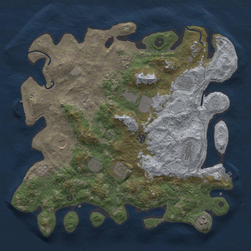 Rust Map: Procedural Map, Size: 4000, Seed: 877364316, 19 Monuments