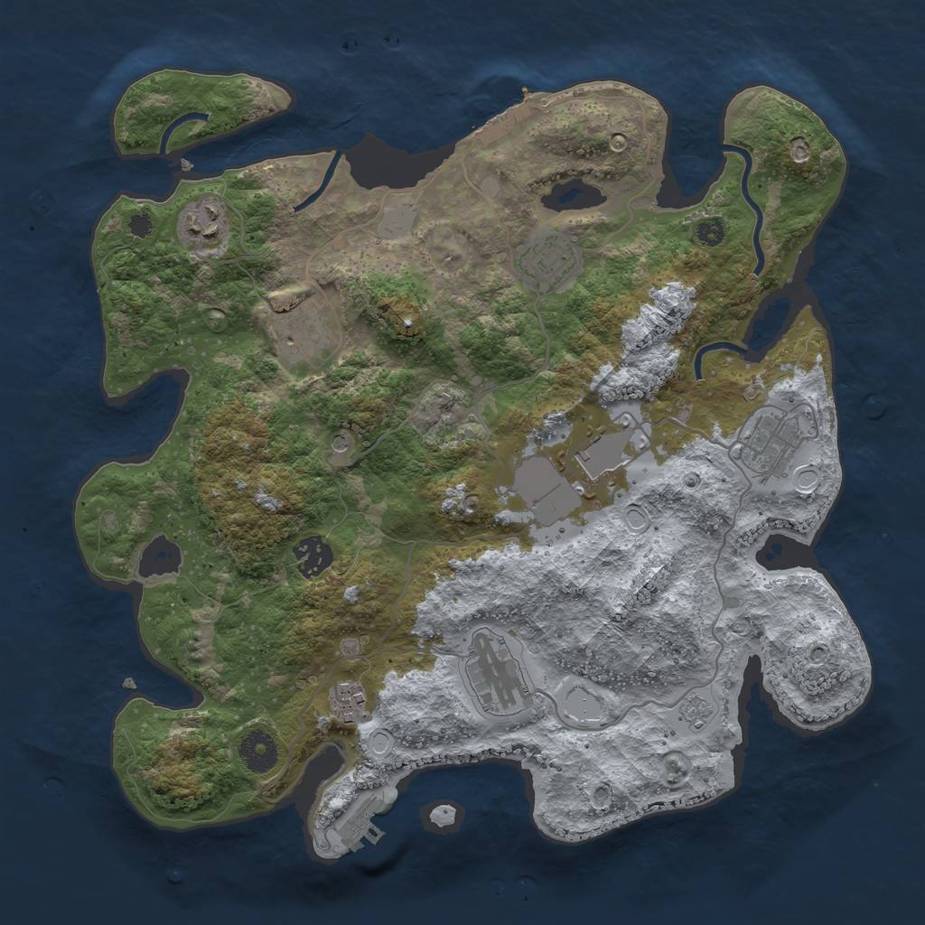 Rust Map: Procedural Map, Size: 3500, Seed: 482666563, 17 Monuments