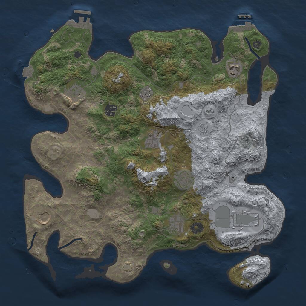 Rust Map: Procedural Map, Size: 3700, Seed: 3325, 15 Monuments