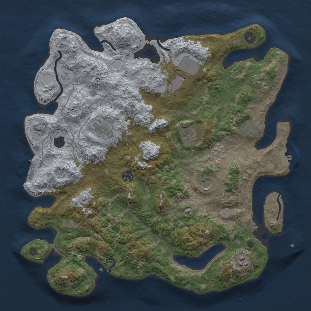 Rust Map: Procedural Map, Size: 4000, Seed: 50722, 18 Monuments