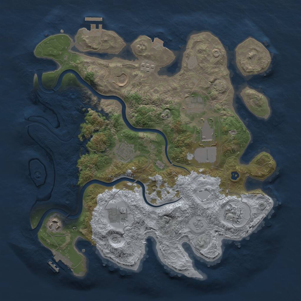 Rust Map: Procedural Map, Size: 3500, Seed: 976091147, 14 Monuments