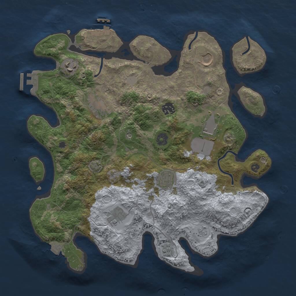 Rust Map: Procedural Map, Size: 3500, Seed: 976091147, 14 Monuments