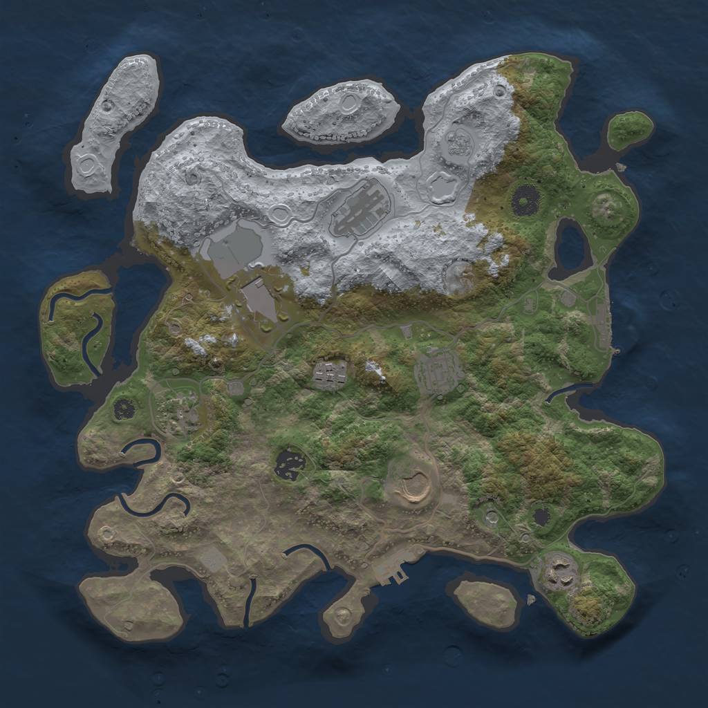 Rust Map: Procedural Map, Size: 3500, Seed: 845359443, 17 Monuments
