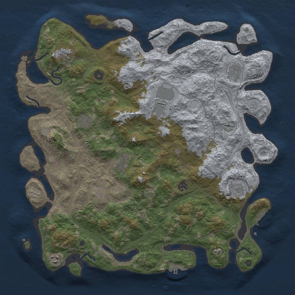 Rust Map: Procedural Map, Size: 4500, Seed: 1821462233, 19 Monuments
