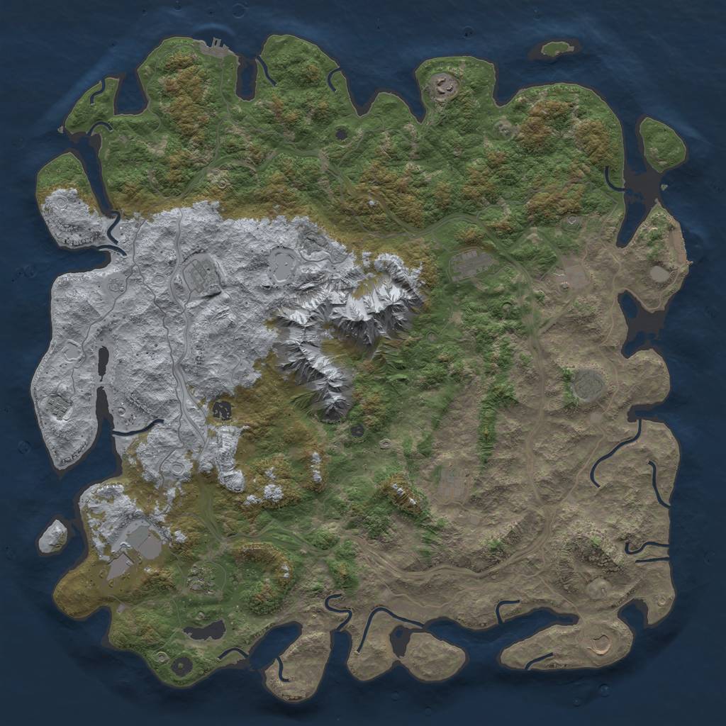 Rust Map: Procedural Map, Size: 5500, Seed: 654321, 20 Monuments