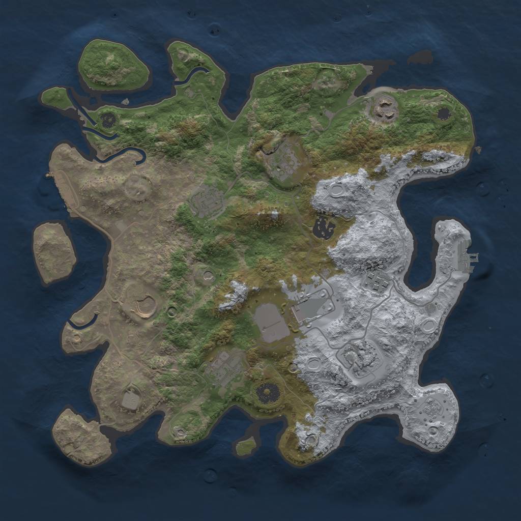 Rust Map: Procedural Map, Size: 3500, Seed: 115358355, 18 Monuments