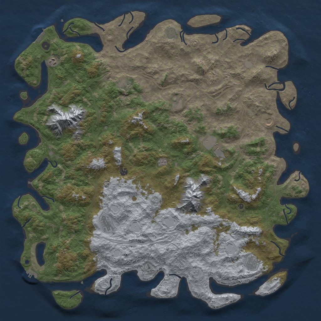 Rust Map: Procedural Map, Size: 6000, Seed: 9658, 20 Monuments