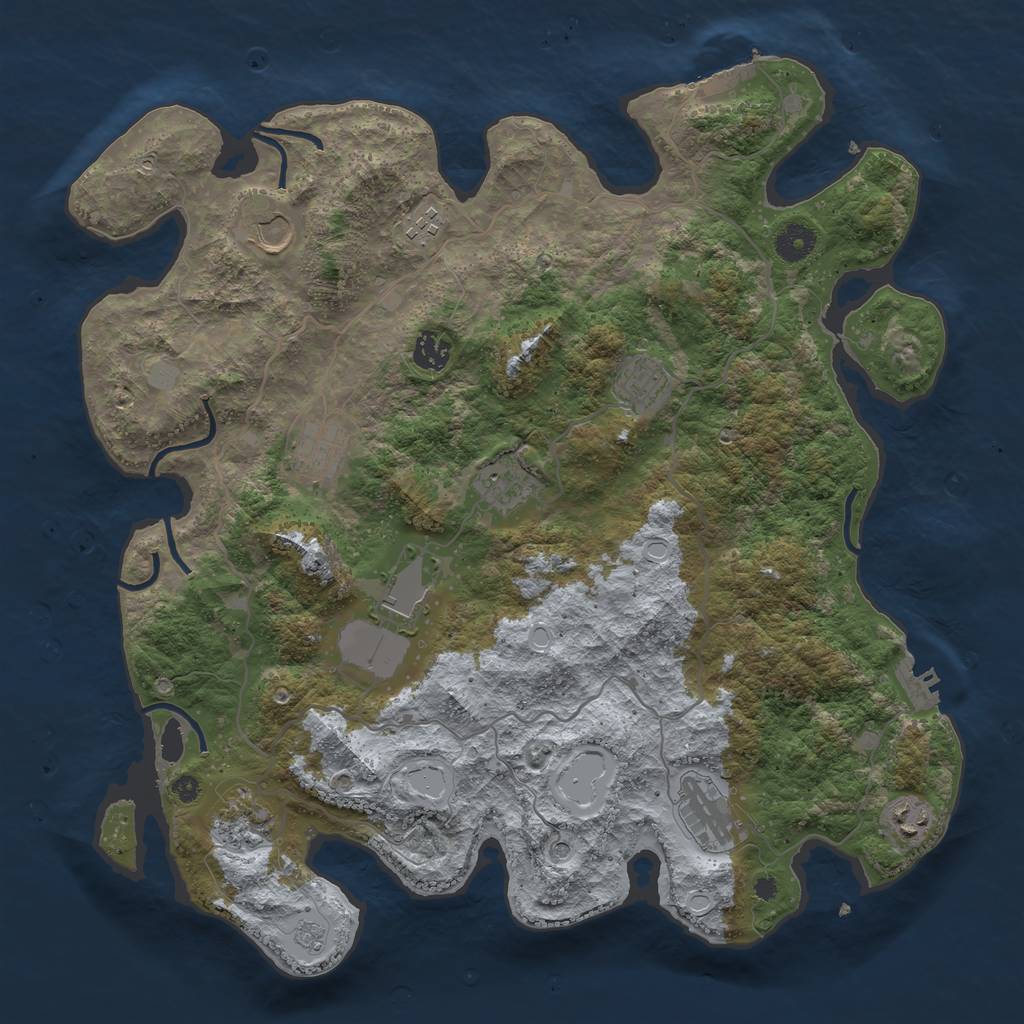 Rust Map: Procedural Map, Size: 4000, Seed: 409371571, 19 Monuments
