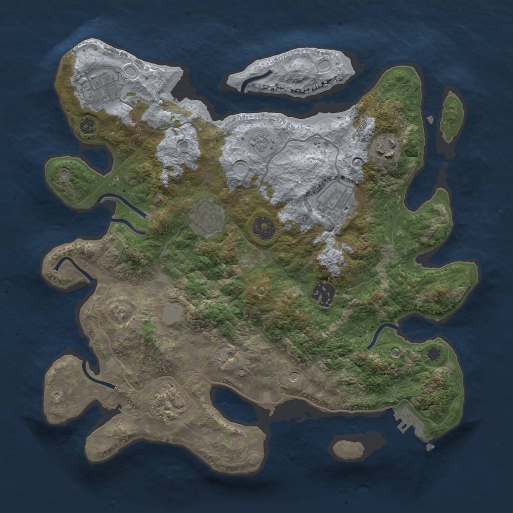 Rust Map: Procedural Map, Size: 3300, Seed: 444, 14 Monuments