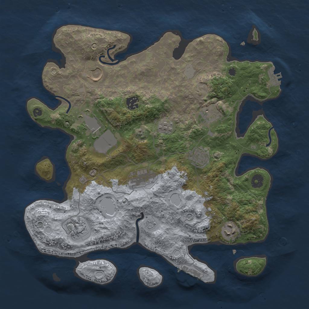 Rust Map: Procedural Map, Size: 3500, Seed: 13756122, 18 Monuments