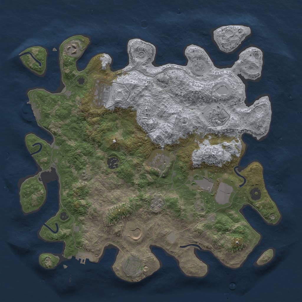 Rust Map: Procedural Map, Size: 3800, Seed: 1208779621, 18 Monuments
