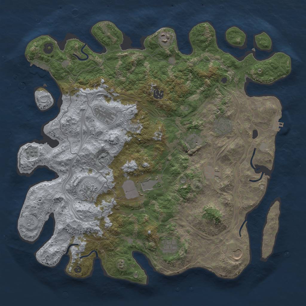 Rust Map: Procedural Map, Size: 4250, Seed: 1199216030, 20 Monuments