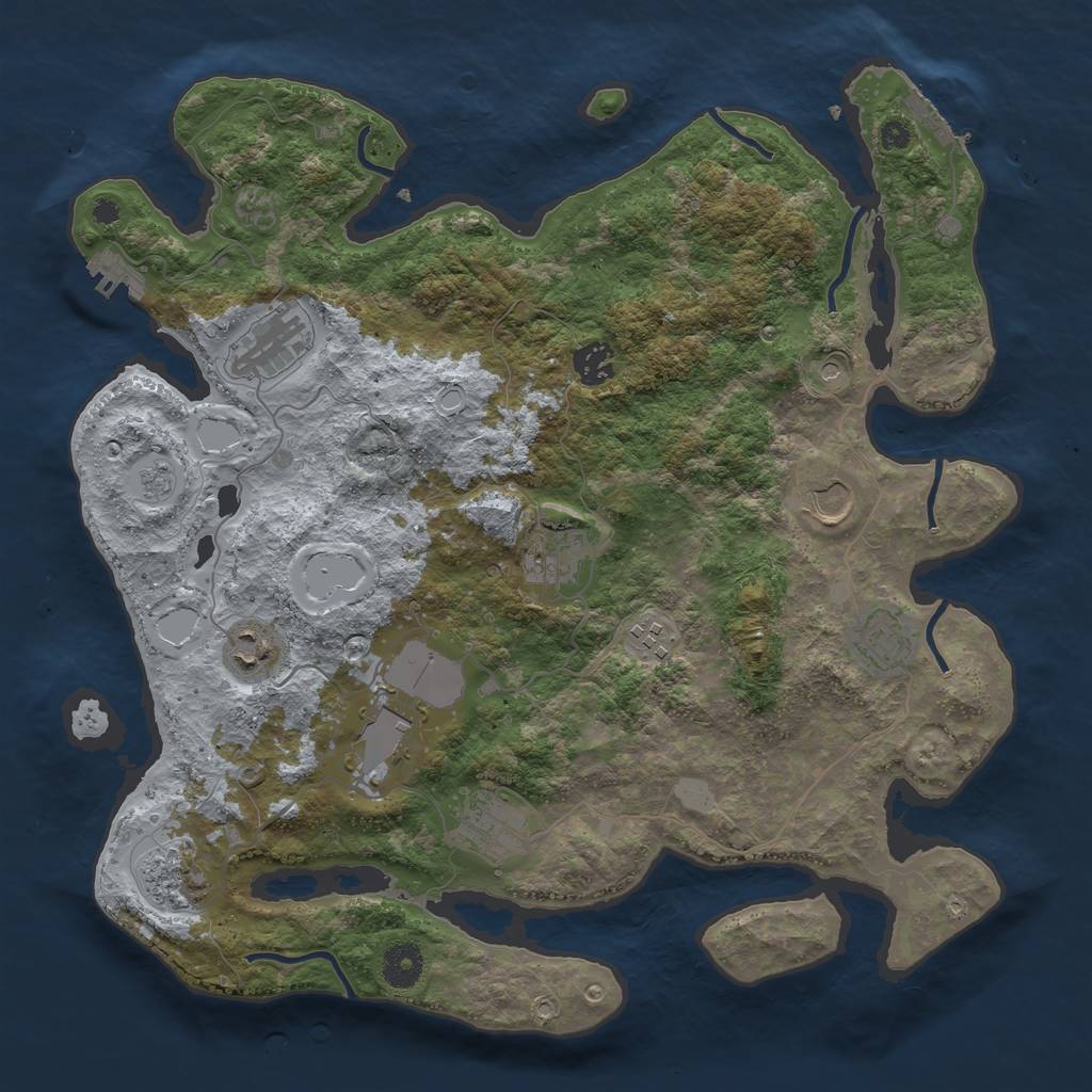 Rust Map: Procedural Map, Size: 3800, Seed: 3248377, 19 Monuments