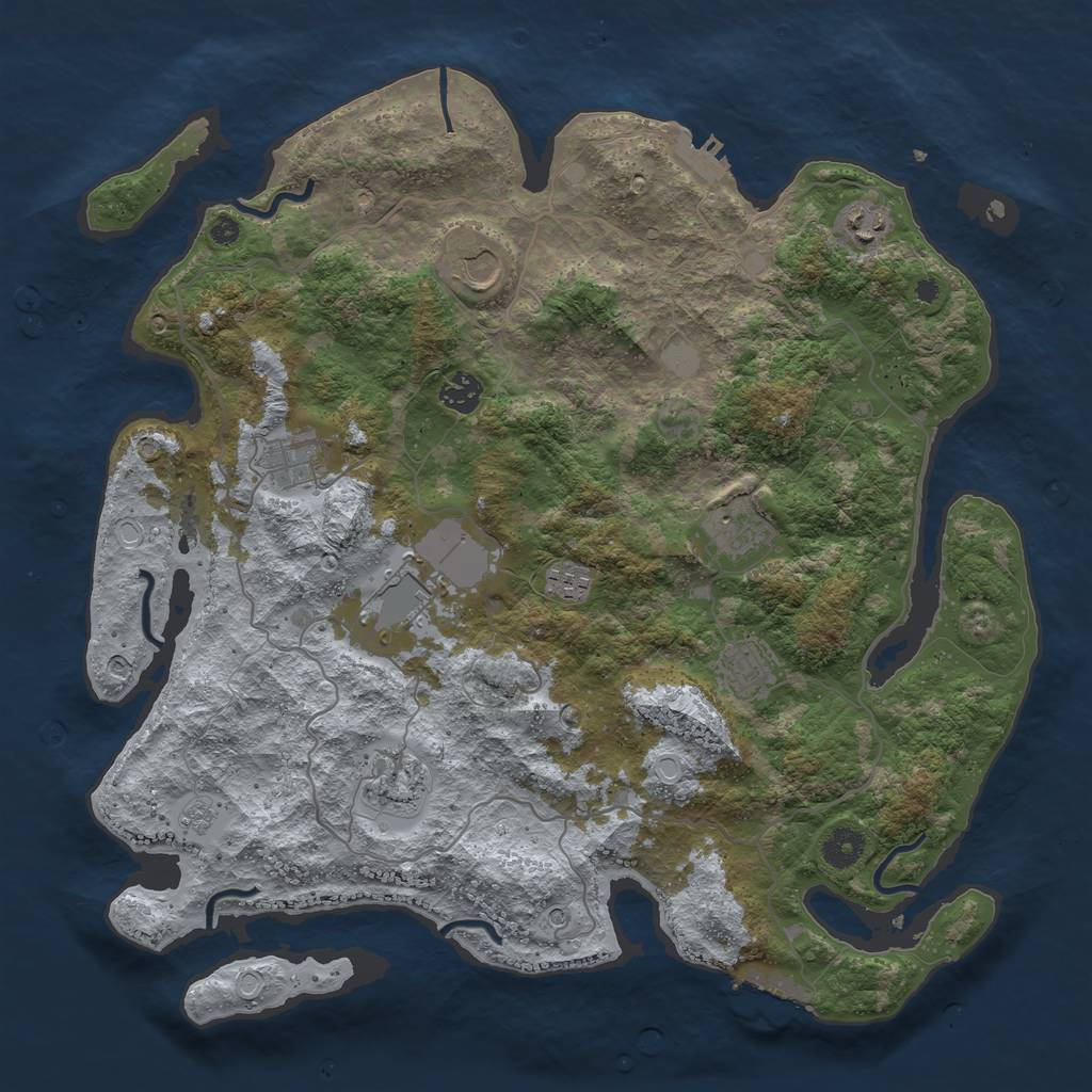 Rust Map: Procedural Map, Size: 4000, Seed: 144788054, 18 Monuments