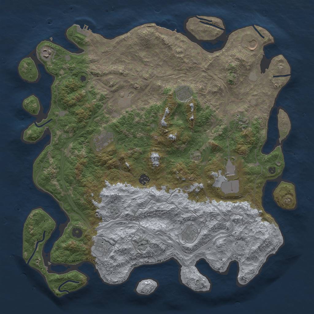 Rust Map: Procedural Map, Size: 4500, Seed: 1719028584, 20 Monuments