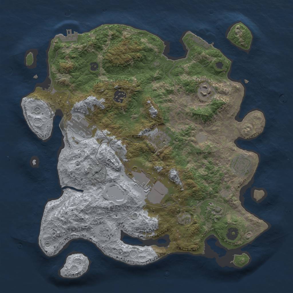Rust Map: Procedural Map, Size: 3500, Seed: 137841417, 16 Monuments