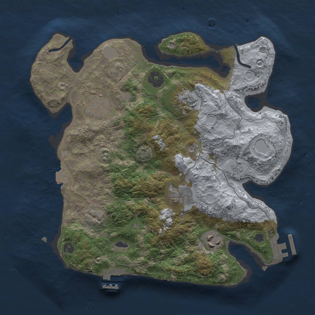 Rust Map: Procedural Map, Size: 3000, Seed: 530897572, 10 Monuments