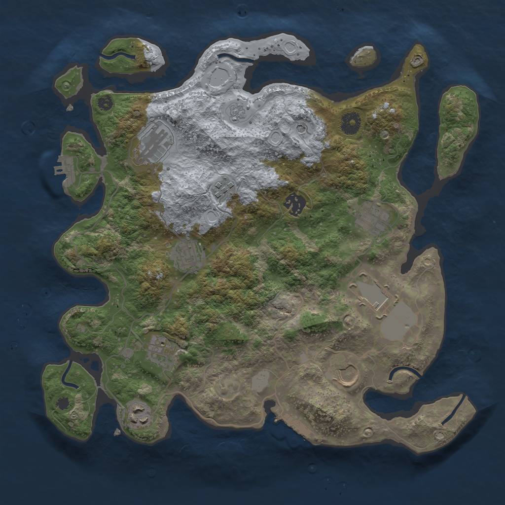 Rust Map: Procedural Map, Size: 3500, Seed: 148238851, 18 Monuments