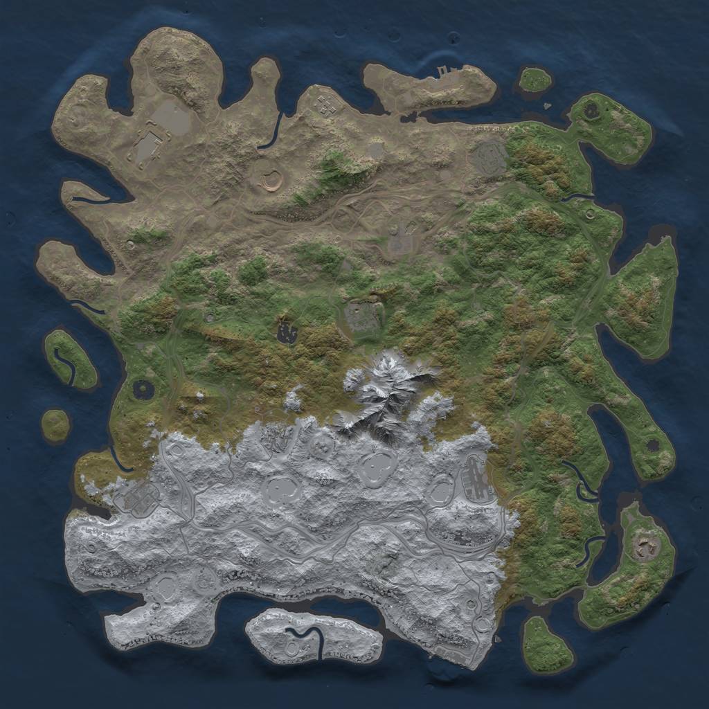 Rust Map: Procedural Map, Size: 5000, Seed: 722511649, 20 Monuments