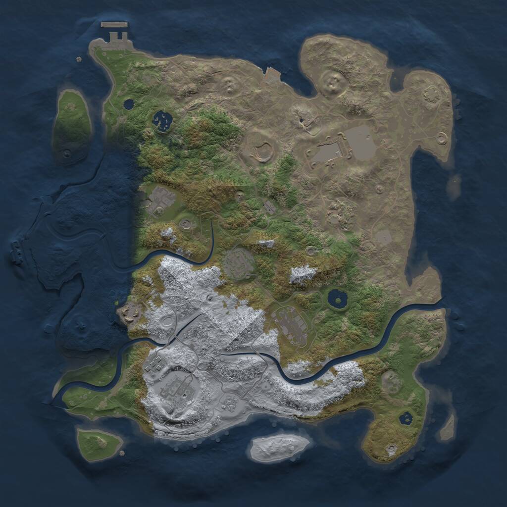 Rust Map: Procedural Map, Size: 3850, Seed: 2122153434, 16 Monuments