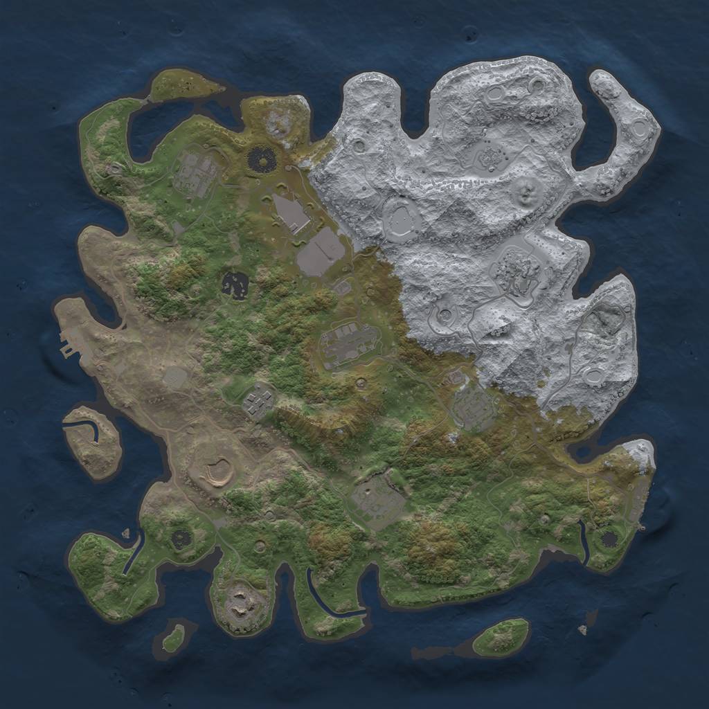 Rust Map: Procedural Map, Size: 3750, Seed: 1175084131, 19 Monuments