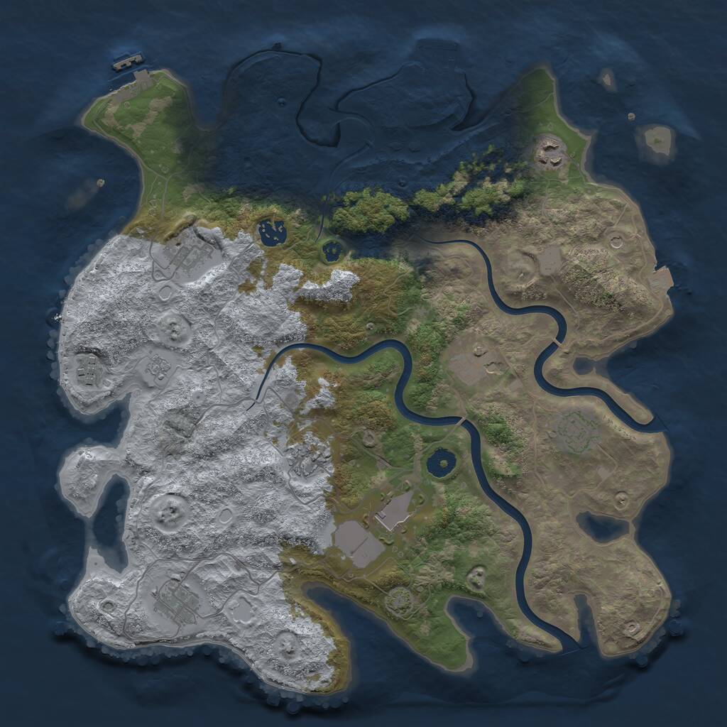 Rust Map: Procedural Map, Size: 3850, Seed: 370806490, 15 Monuments